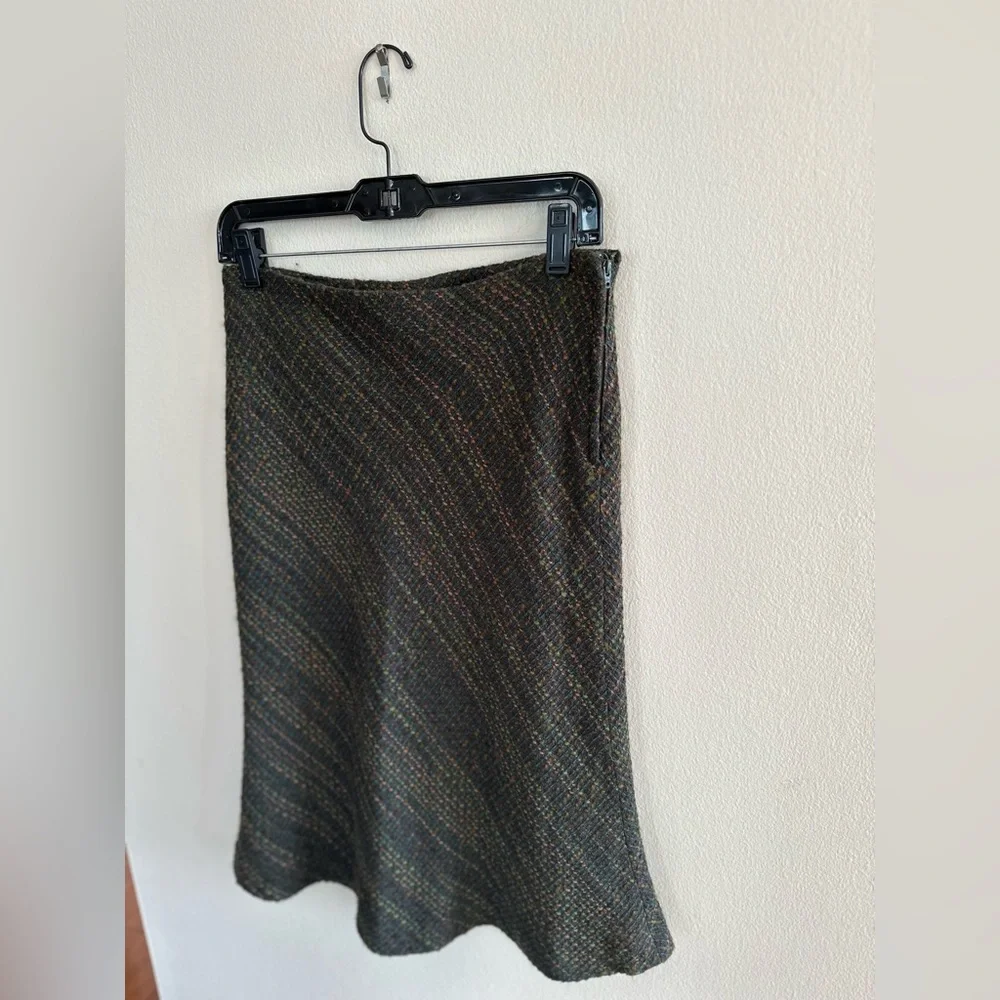 Vintage Tweed A-Line Skirt – H&M, Size 6, Academia Style, Green/Brown - Picture 4 of 8